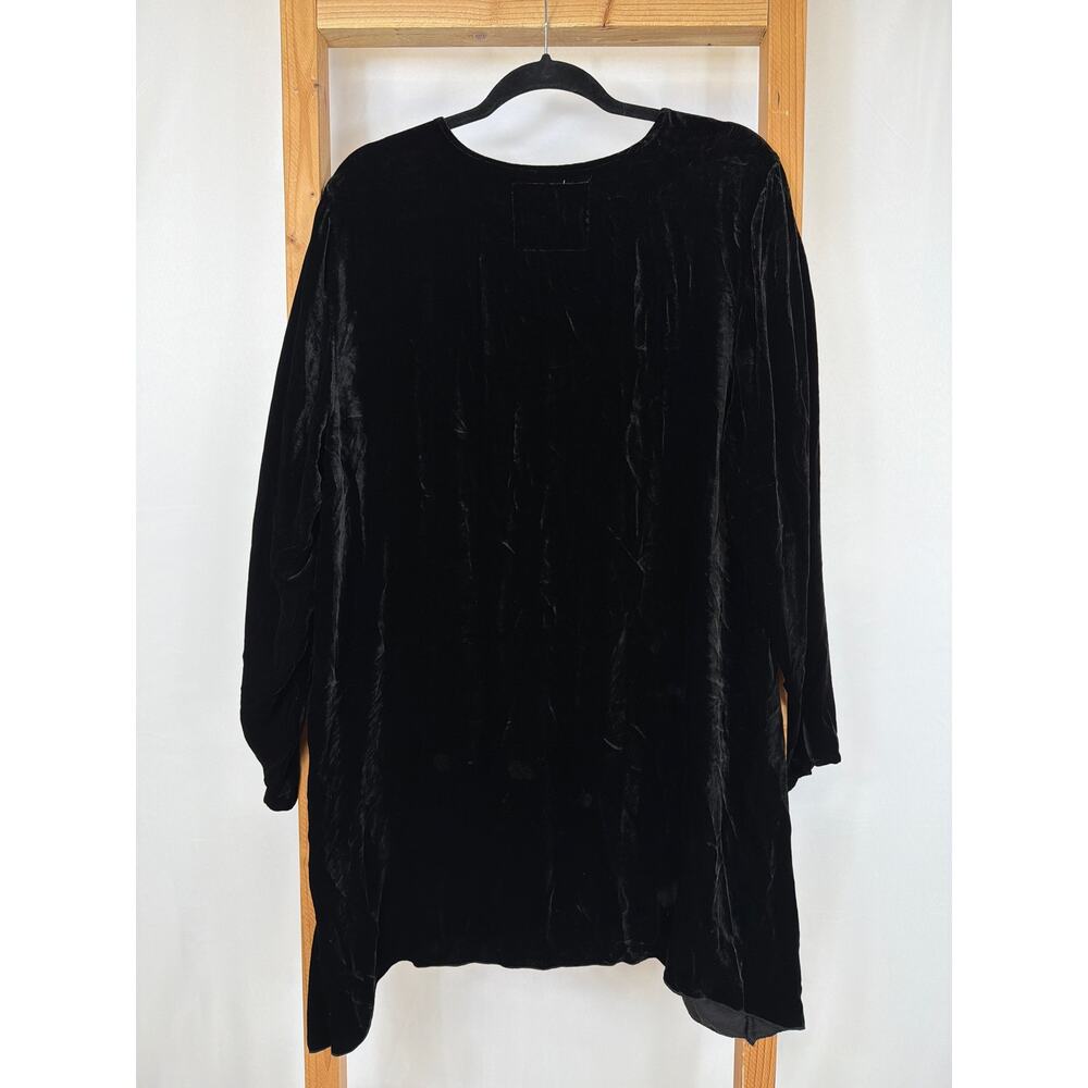 Vintage Y2K Johnny Was Los Angeles Black Velvet Floral Embroidery Long Top XL - Picture 5 of 10